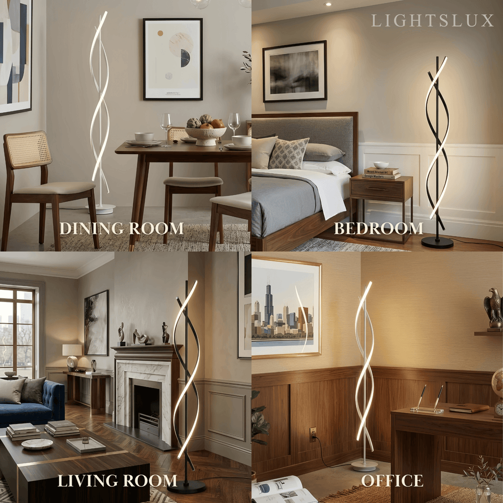 Modern Black & White Floor Lamp - Streamlined Metal Design for Living Room - Flindria