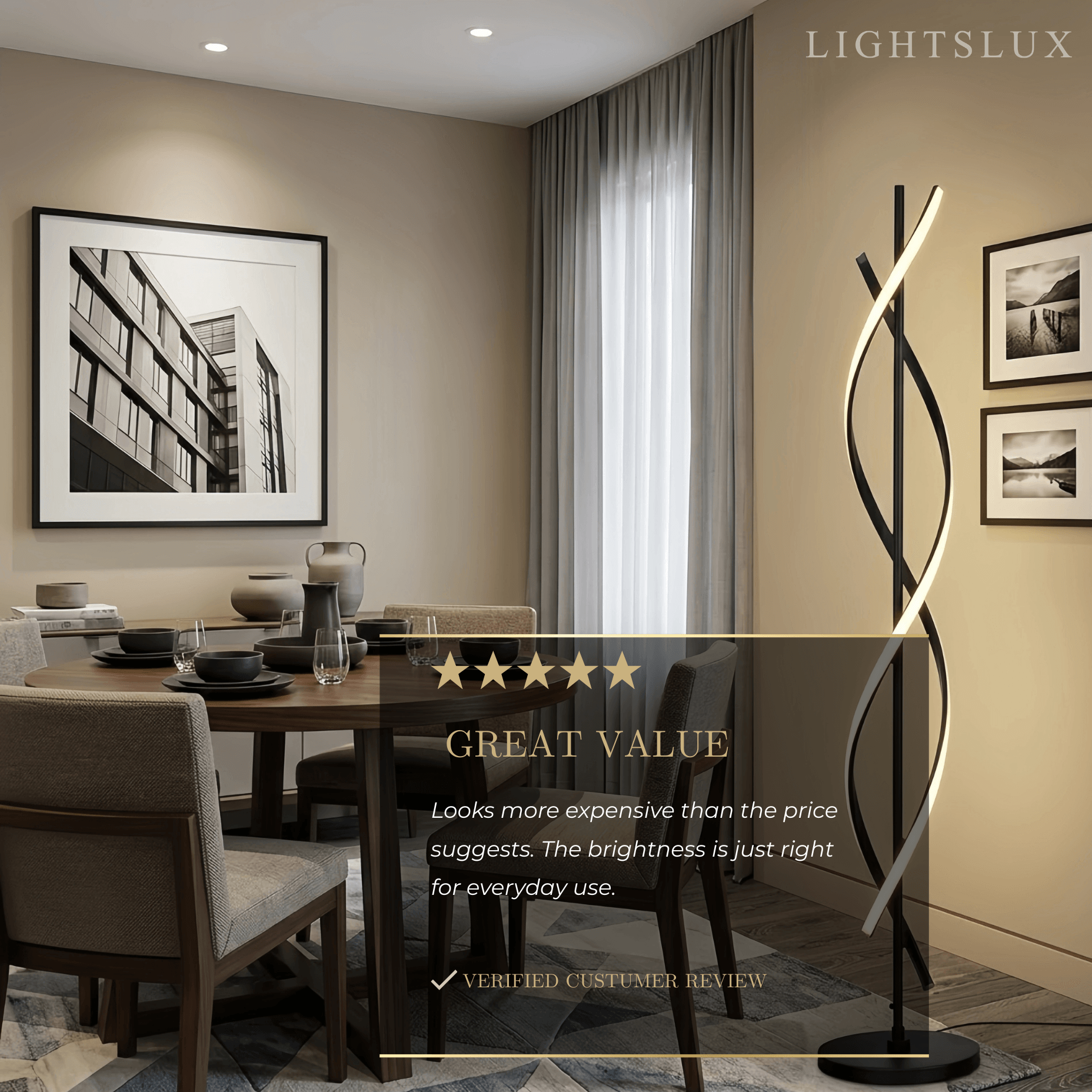 Modern Black & White Floor Lamp - Streamlined Metal Design for Living Room - Flindria