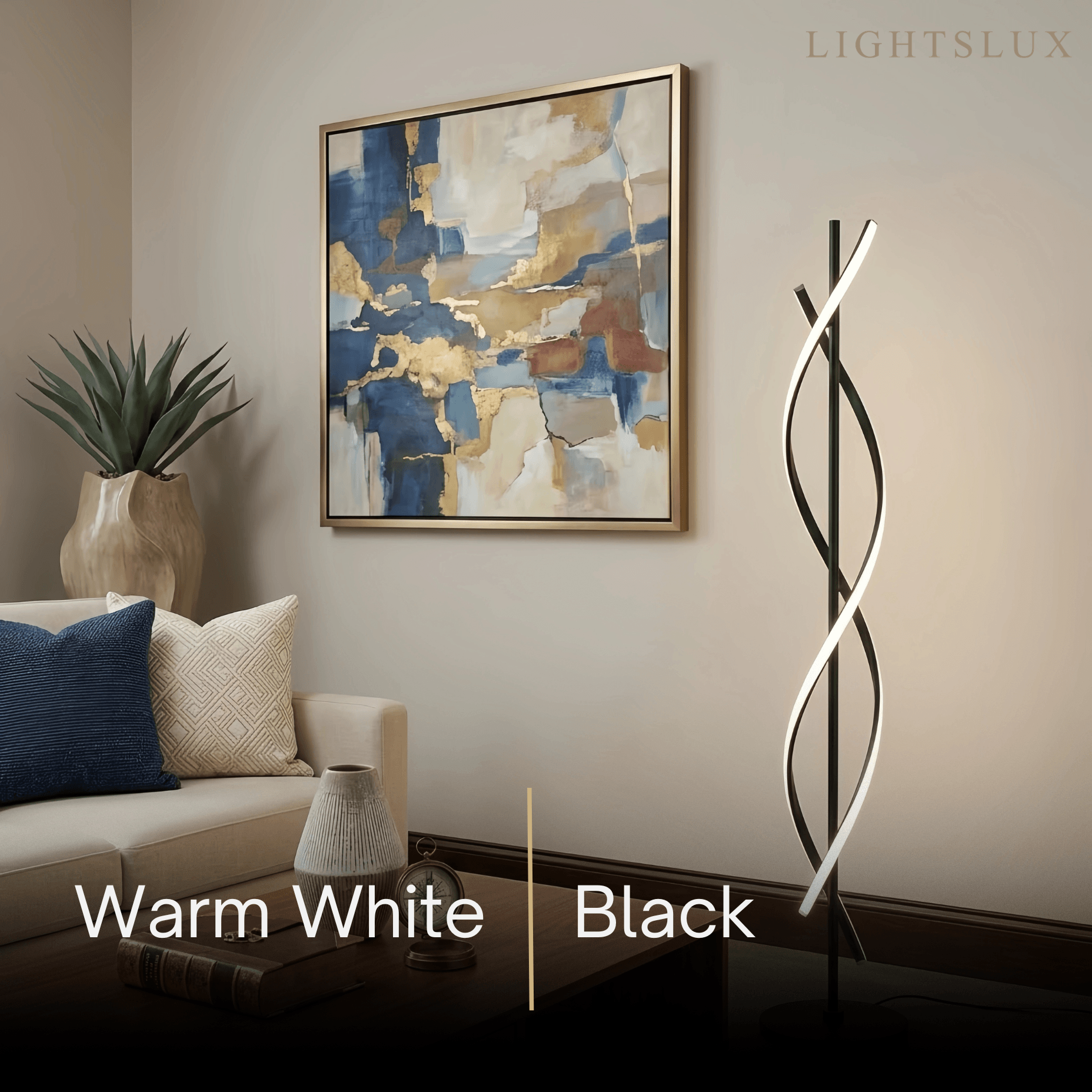 Modern Black & White Floor Lamp - Streamlined Metal Design for Living Room - Flindria