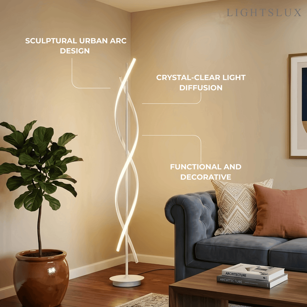 Modern Black & White Floor Lamp - Streamlined Metal Design for Living Room - Flindria