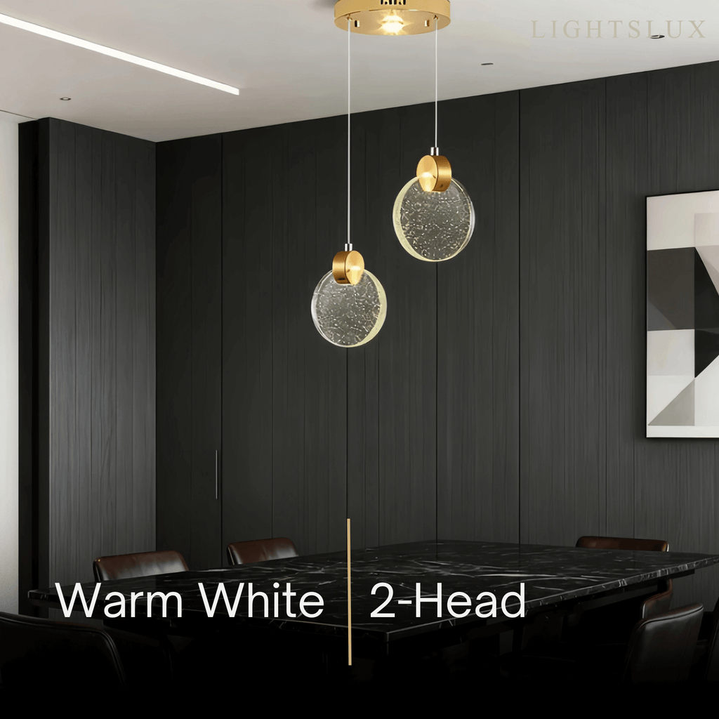 Art Deco Round – Pendant Light Gold Metal/Crystal for Dining Room - Flindria