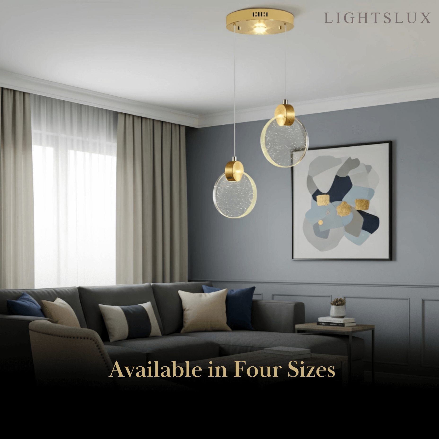 Art Deco Round – Pendant Light Gold Metal/Crystal for Dining Room - Flindria
