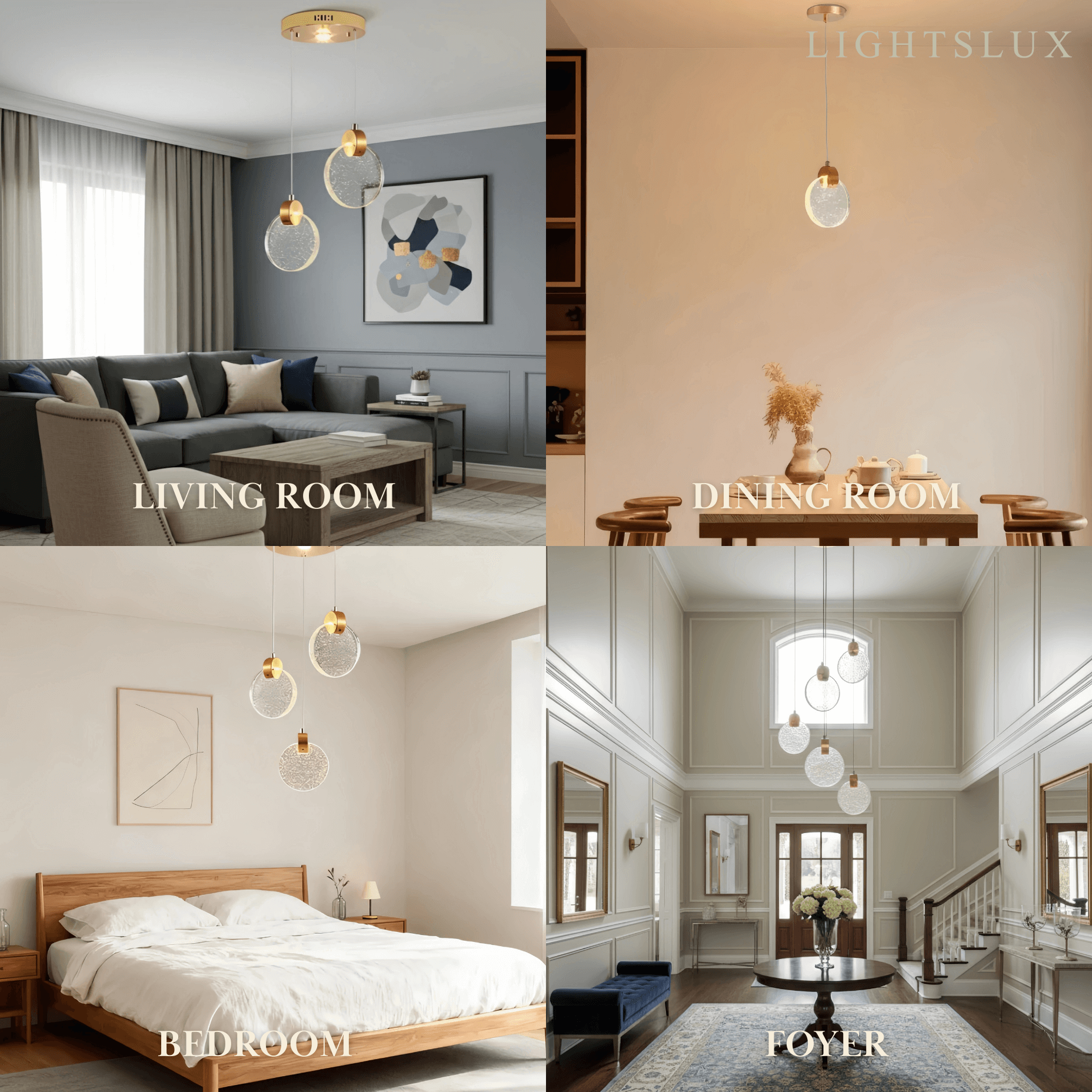 Art Deco Round – Pendant Light Gold Metal/Crystal for Dining Room - Flindria