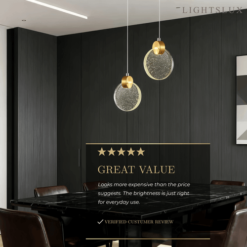 Art Deco Round – Pendant Light Gold Metal/Crystal for Dining Room - Flindria