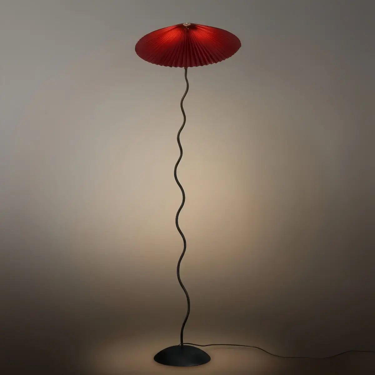 Modern Floor Lamp - Orange/Red/White Metal & Fabric for Bedroom - Flindria