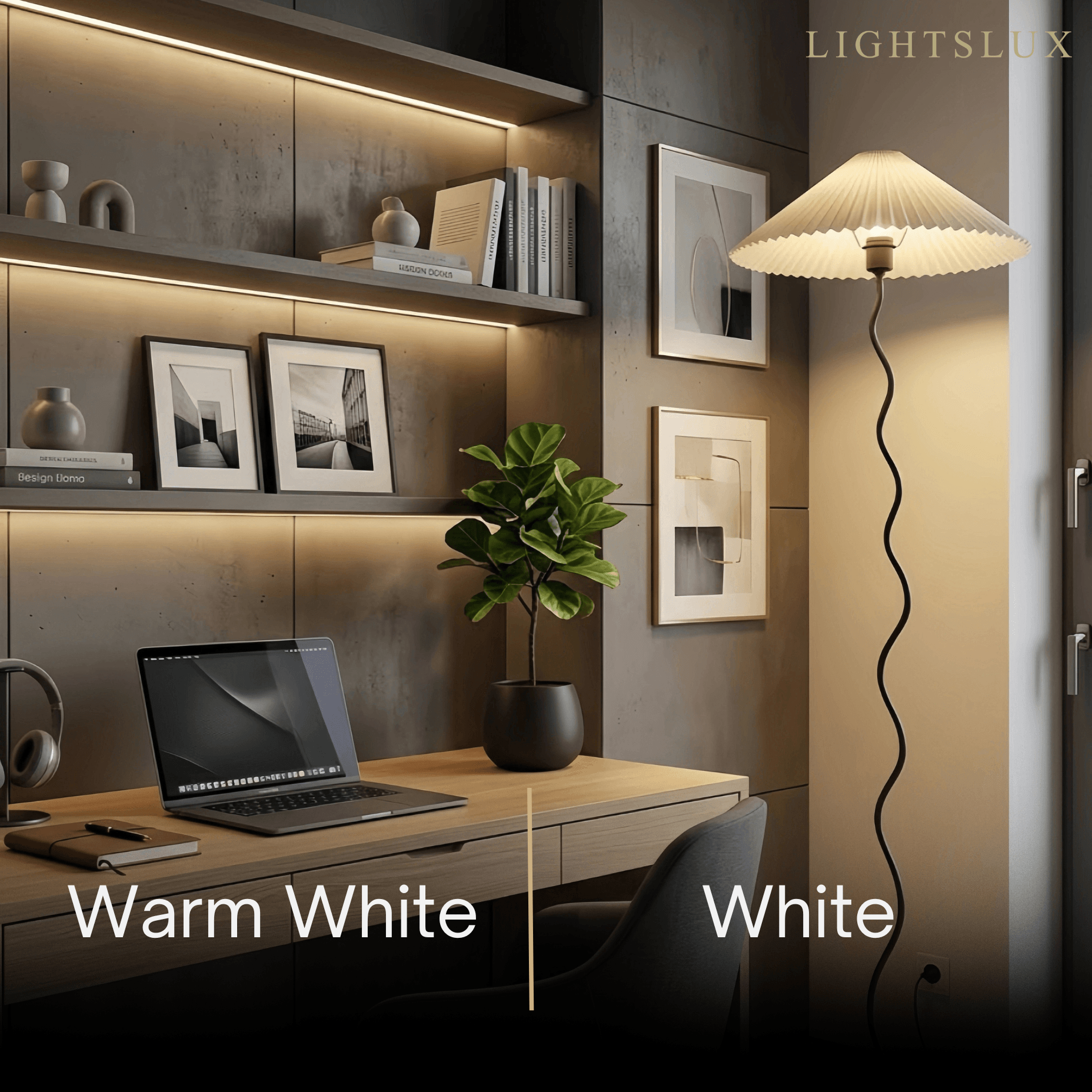 Modern Floor Lamp - Orange/Red/White Metal & Fabric for Bedroom - Flindria