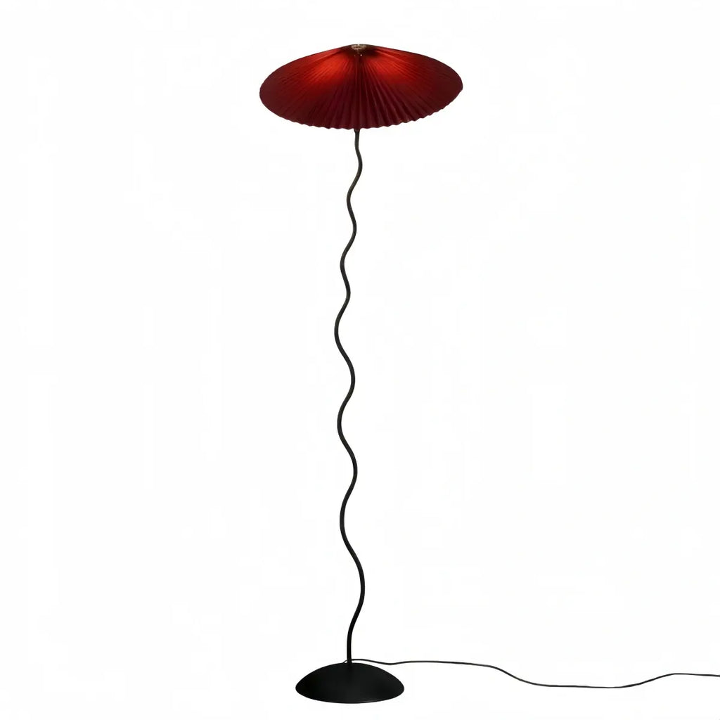Modern Floor Lamp - Orange/Red/White Metal & Fabric for Bedroom - Flindria