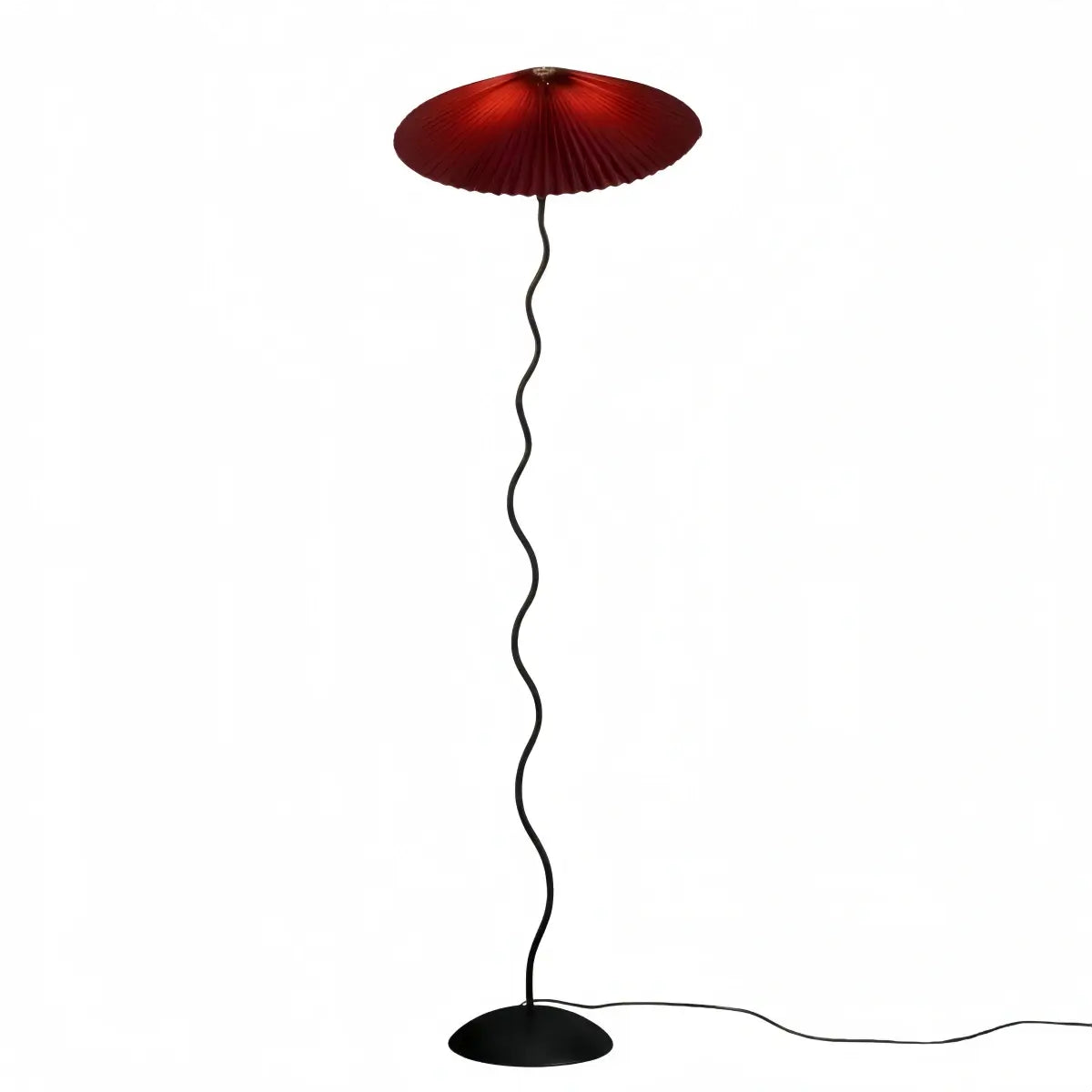 Modern Floor Lamp - Orange/Red/White Metal & Fabric for Bedroom - Flindria