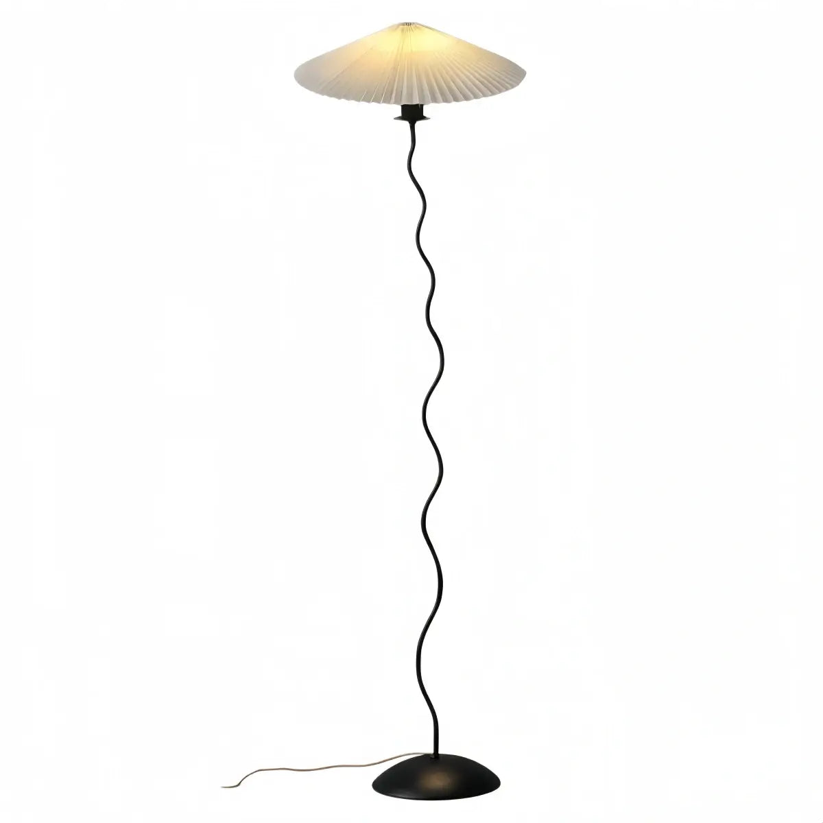 Modern Floor Lamp - Orange/Red/White Metal & Fabric for Bedroom - Flindria
