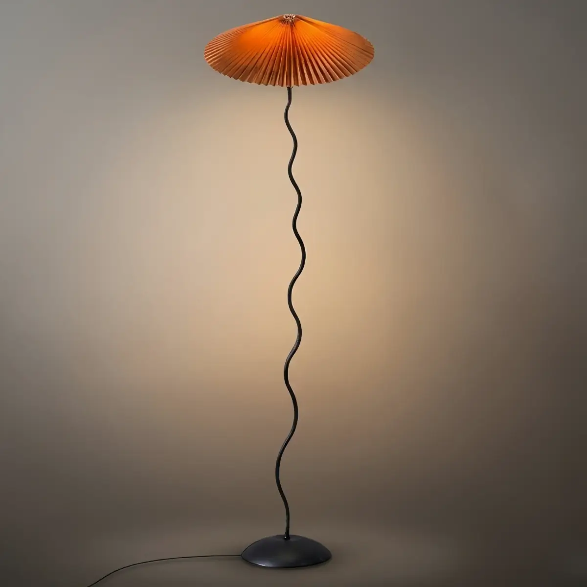 Modern Floor Lamp - Orange/Red/White Metal & Fabric for Bedroom - Flindria