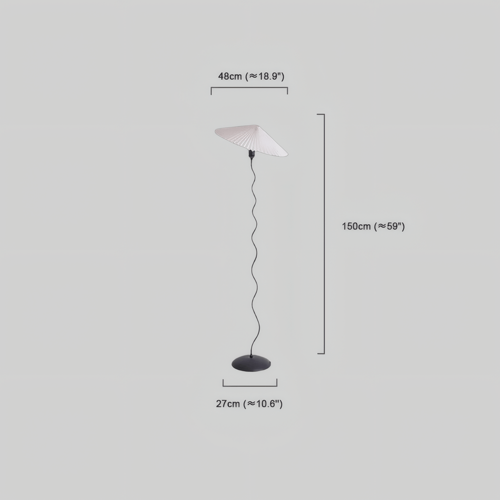 Modern Floor Lamp - Orange/Red/White Metal & Fabric for Bedroom - Flindria