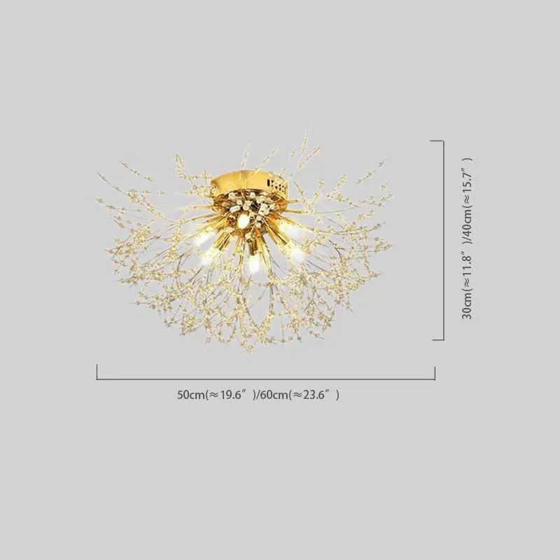 Art Deco Metal Ceiling Light - Gold Dandelion Shape for Living Room - Flindria