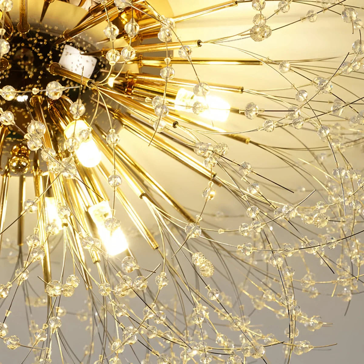 Art Deco Metal Ceiling Light - Gold Dandelion Shape for Living Room - Flindria