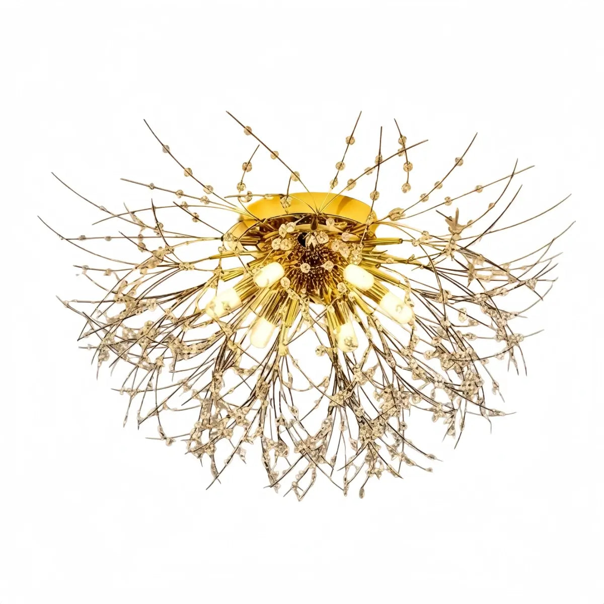 Art Deco Metal Ceiling Light - Gold Dandelion Shape for Living Room - Flindria