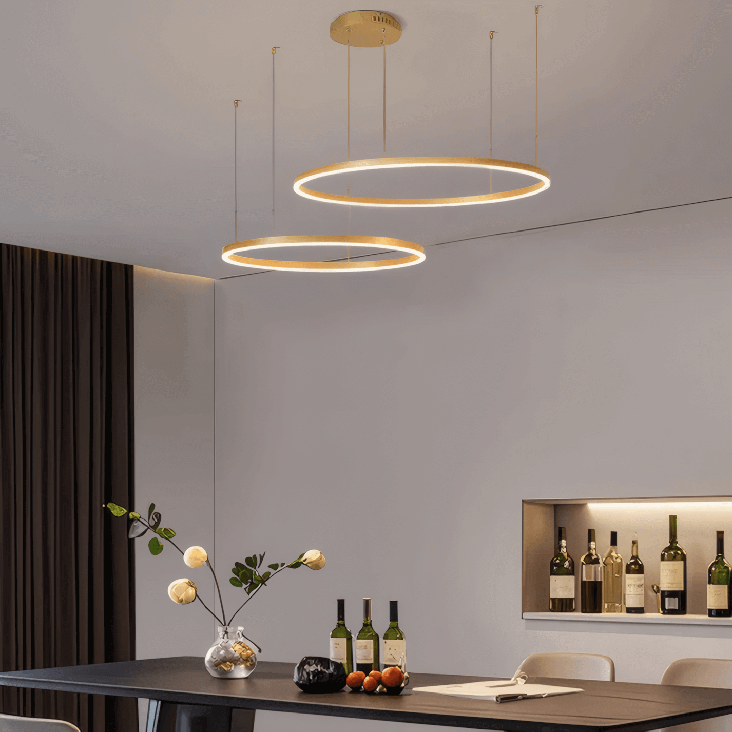 Moderne metalen hanglamp - zwart/goud/koffiekleurig voor woonkamer - Flindria