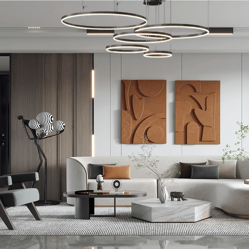 Moderne metalen hanglamp - zwart/goud/koffiekleurig voor woonkamer - Flindria