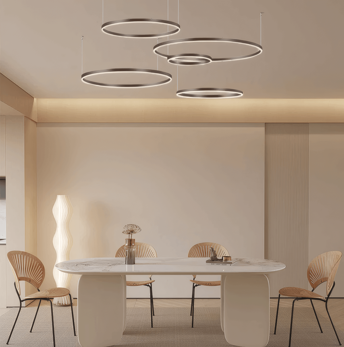 Moderne metalen hanglamp - zwart/goud/koffiekleurig voor woonkamer - Flindria