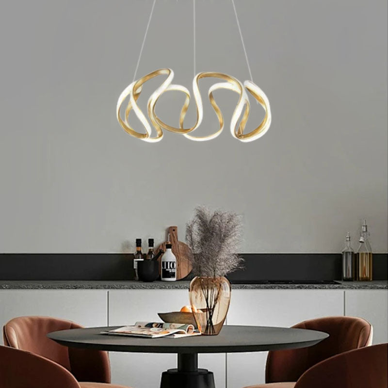 Moderne Golf Hanglamp - Grijs/Koffie/Goud voor Eetkamer - Flindria