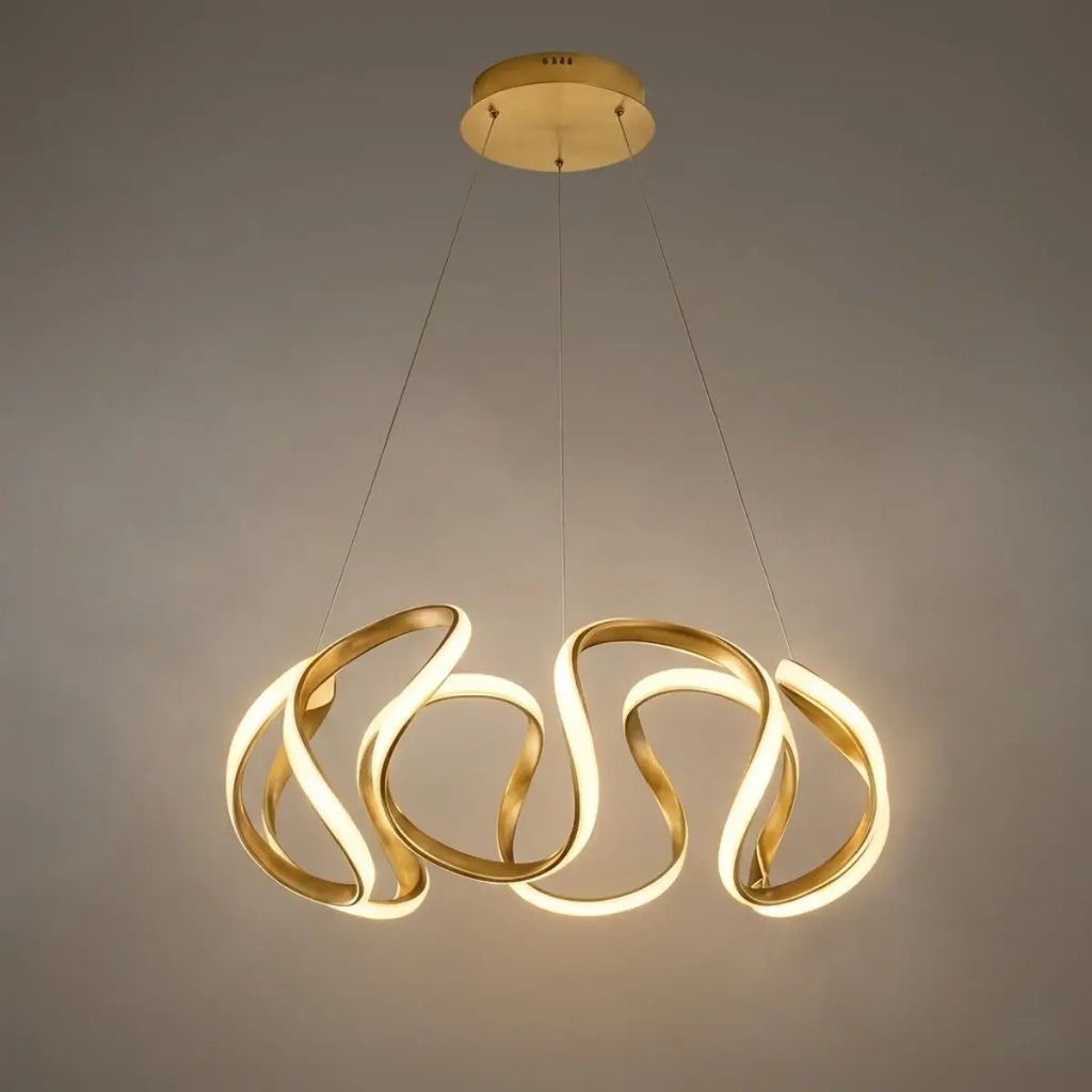 Moderne Golf Hanglamp - Grijs/Koffie/Goud voor Eetkamer - Flindria