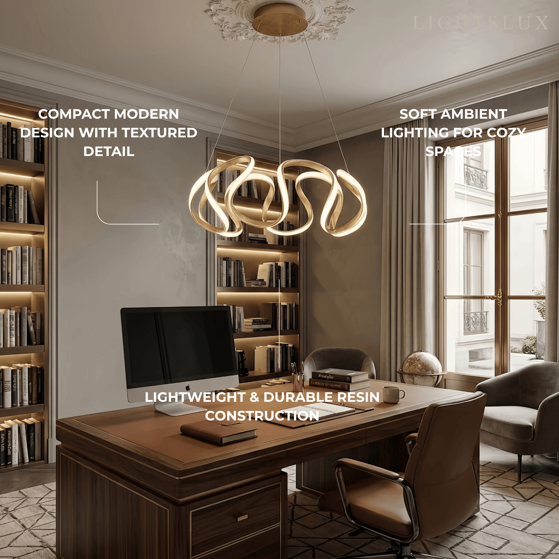 Moderne Golf Hanglamp - Grijs/Koffie/Goud voor Eetkamer - Flindria