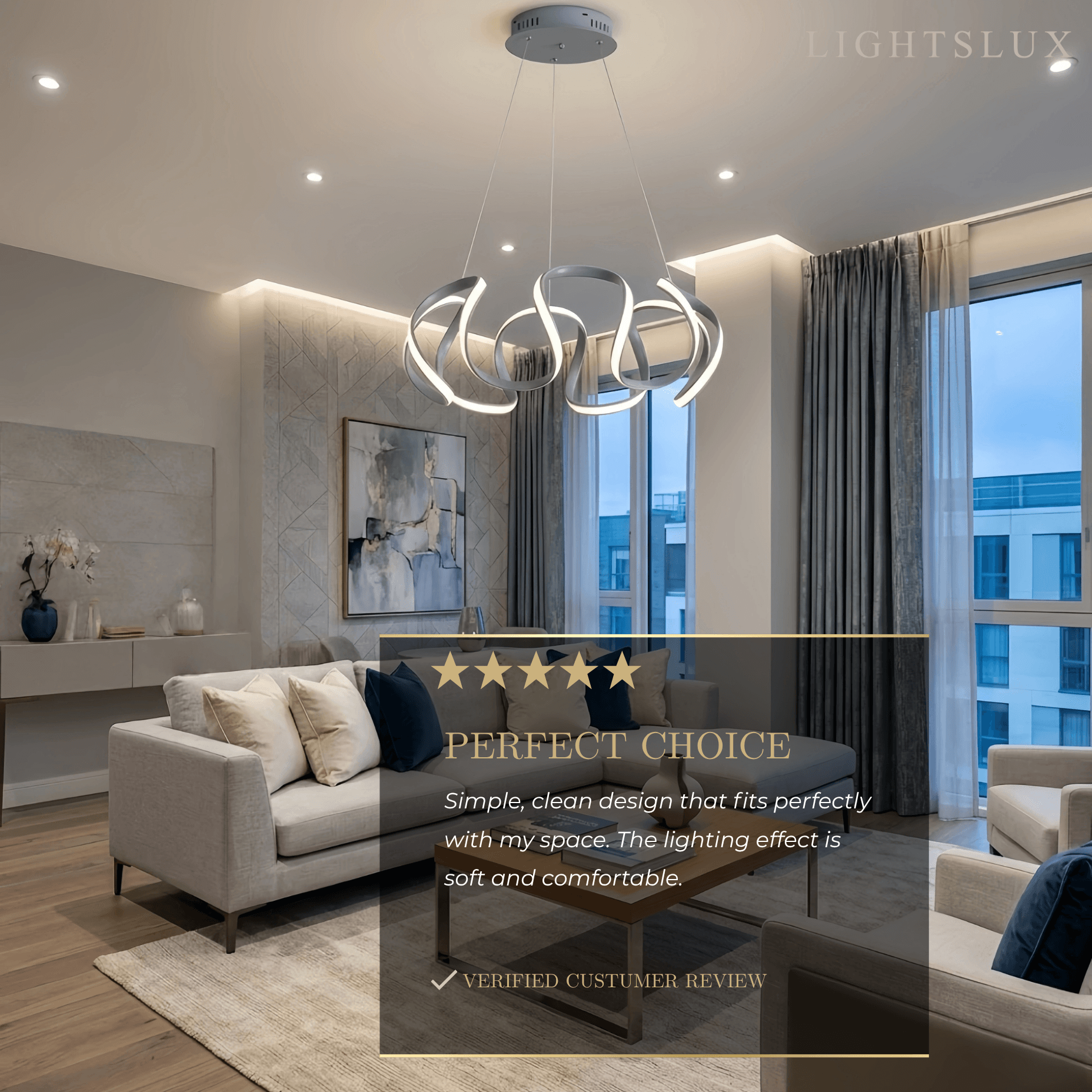 Moderne Golf Hanglamp - Grijs/Koffie/Goud voor Eetkamer - Flindria