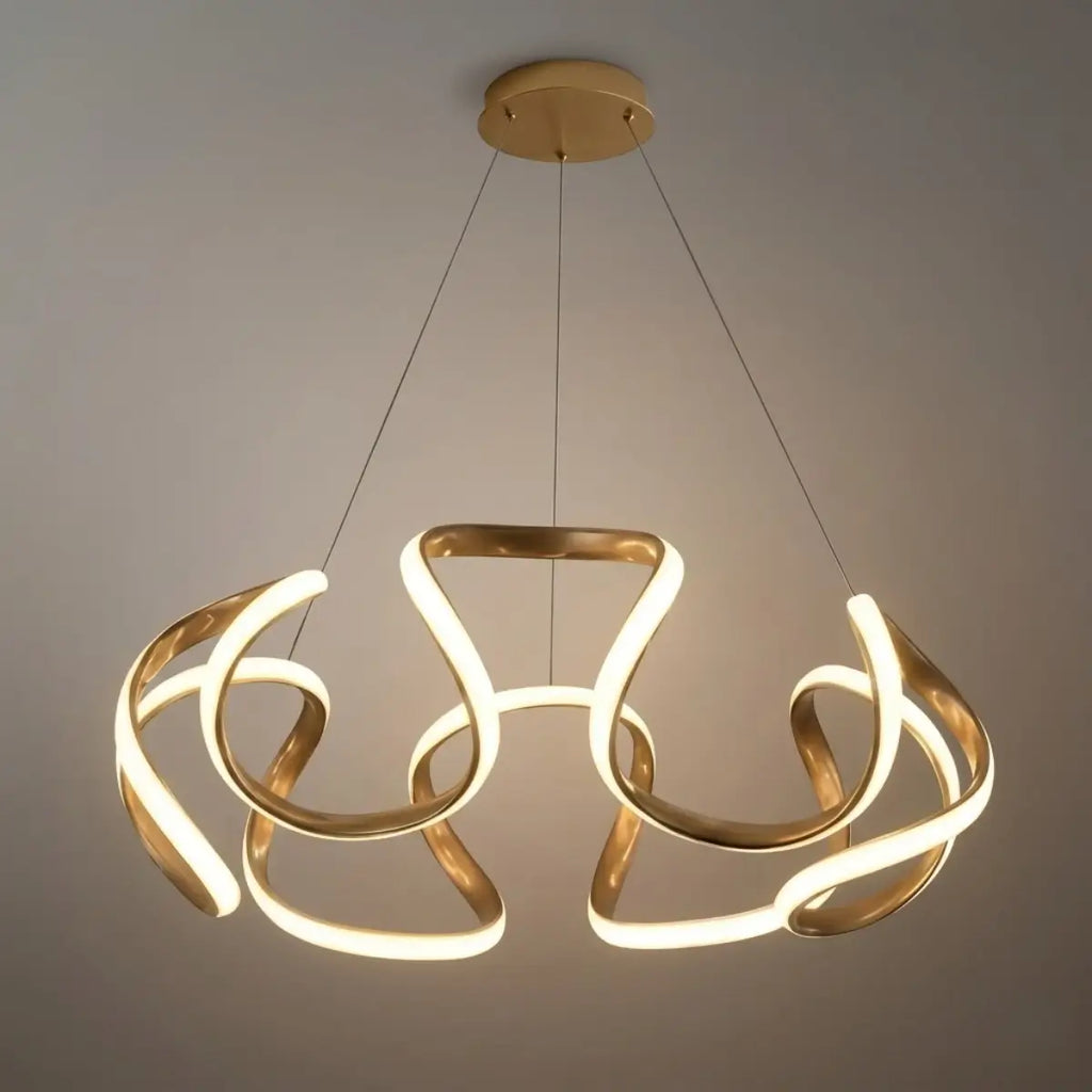 Moderne Golf Hanglamp - Grijs/Koffie/Goud voor Eetkamer - Flindria