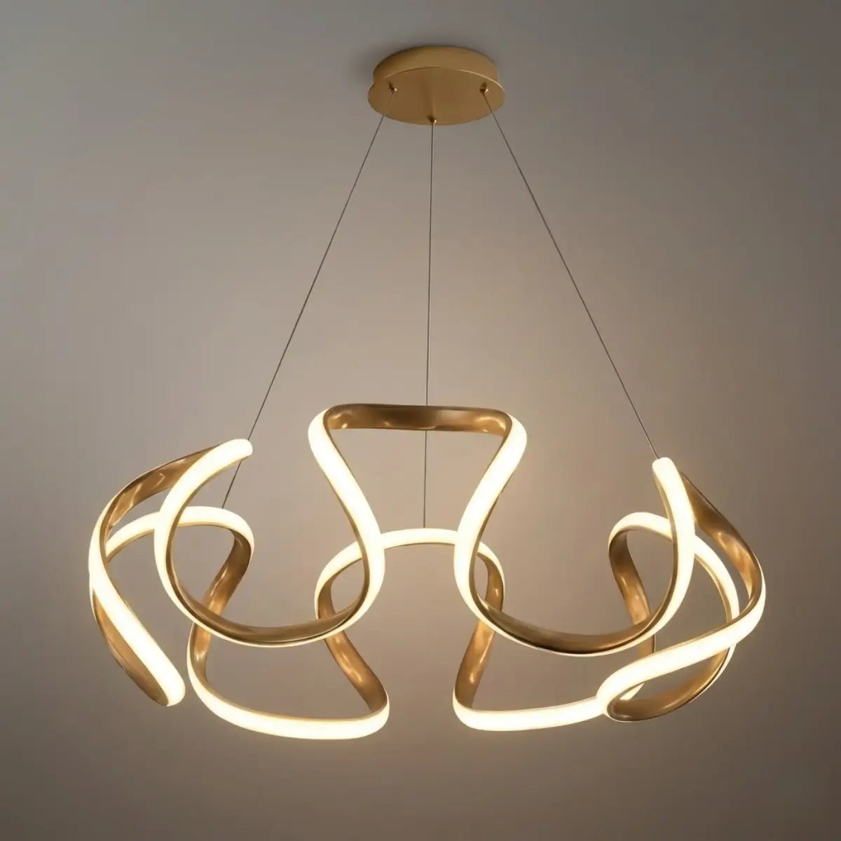 Moderne Golf Hanglamp - Grijs/Koffie/Goud voor Eetkamer - Flindria