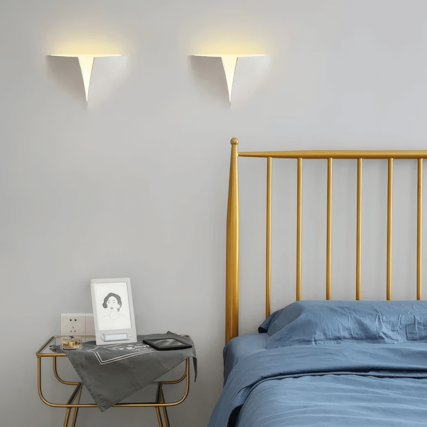 Art Deco Recessed Wall Lamp – White Metal Light for Living Room - Flindria