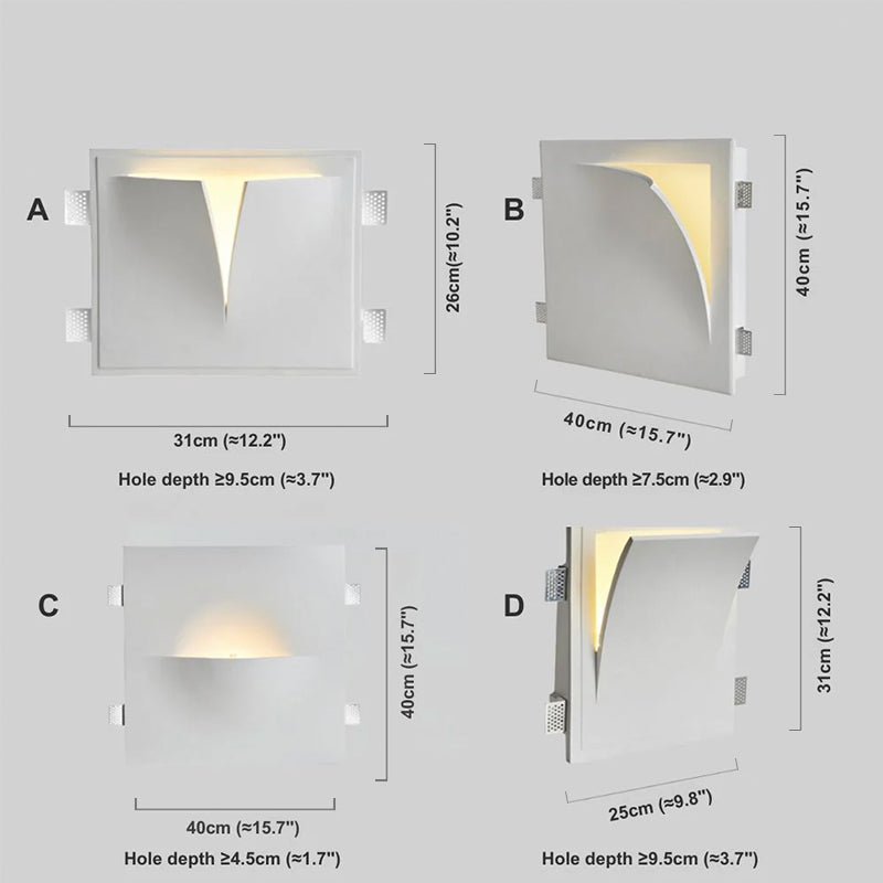 Art Deco Recessed Wall Lamp – White Metal Light for Living Room - Flindria