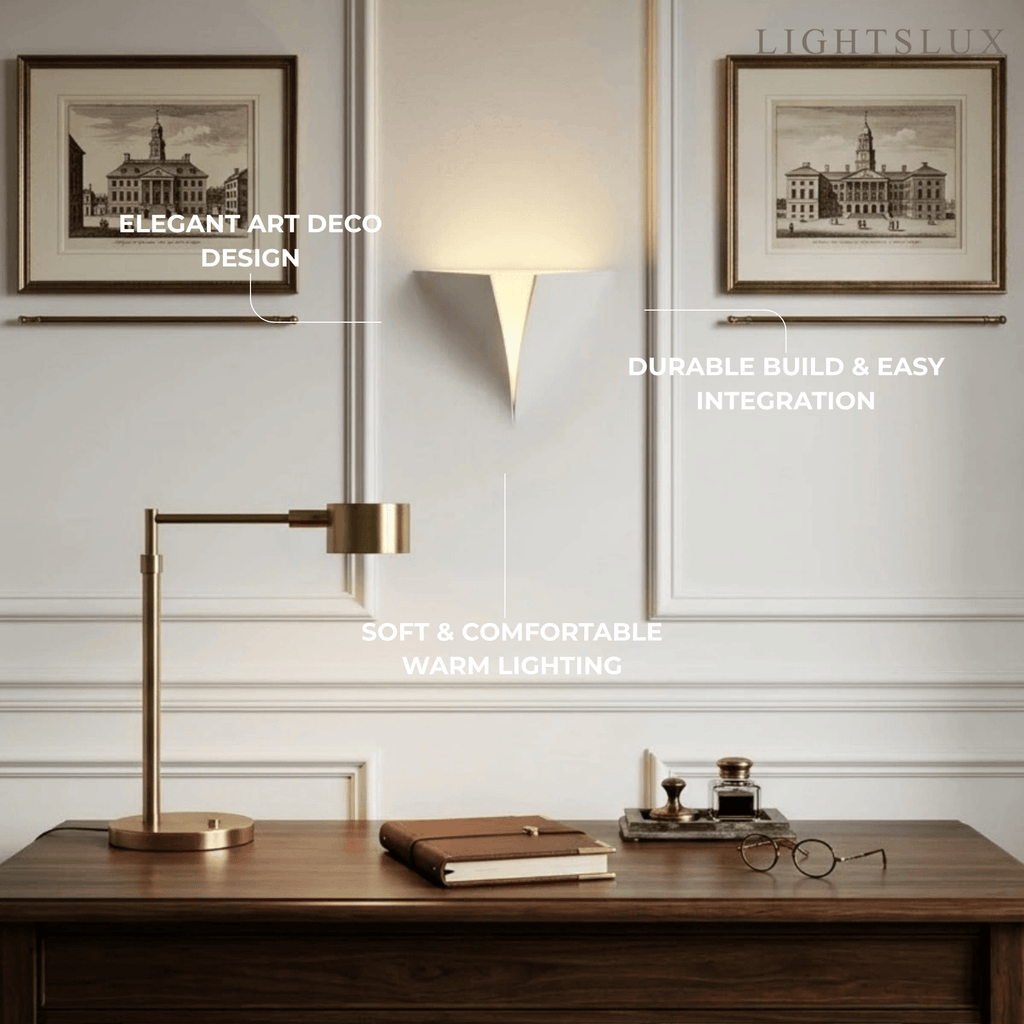 Art Deco Recessed Wall Lamp – White Metal Light for Living Room - Flindria