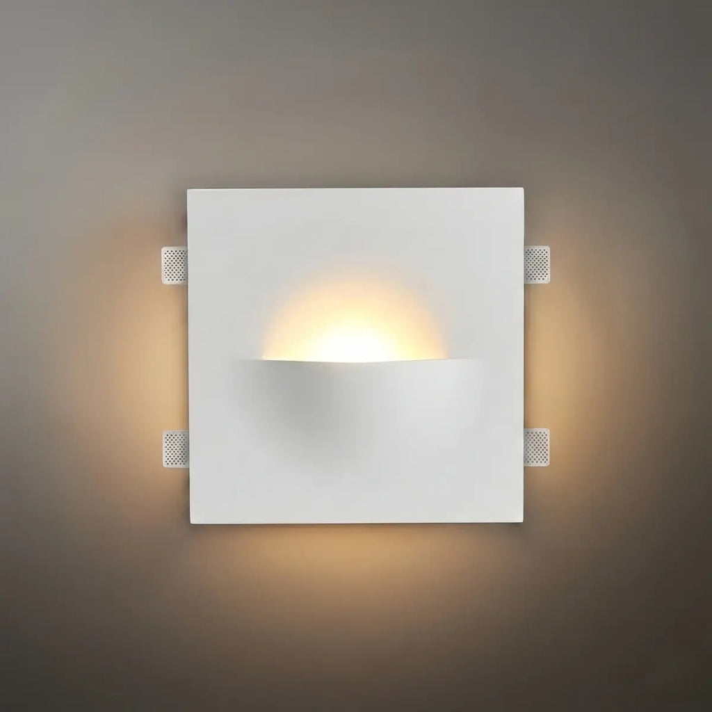 Art Deco Recessed Wall Lamp – White Metal Light for Living Room - Flindria