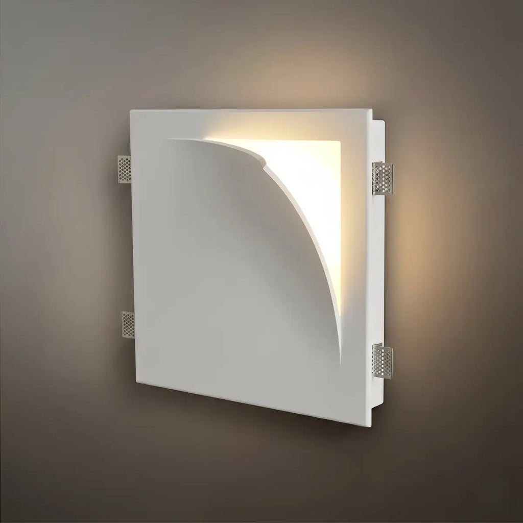 Art Deco Recessed Wall Lamp – White Metal Light for Living Room - Flindria