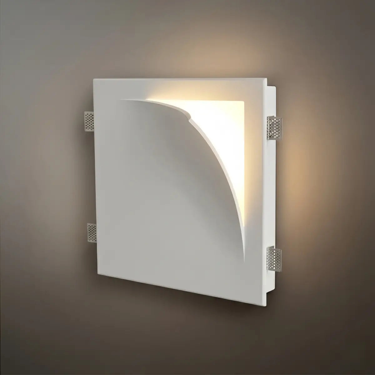 Art Deco Recessed Wall Lamp – White Metal Light for Living Room - Flindria