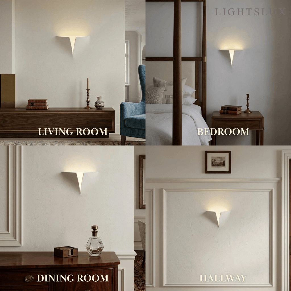Art Deco Recessed Wall Lamp – White Metal Light for Living Room - Flindria