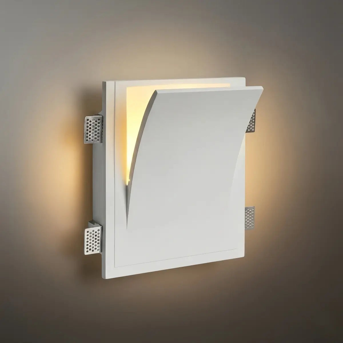 Art Deco Recessed Wall Lamp – White Metal Light for Living Room - Flindria