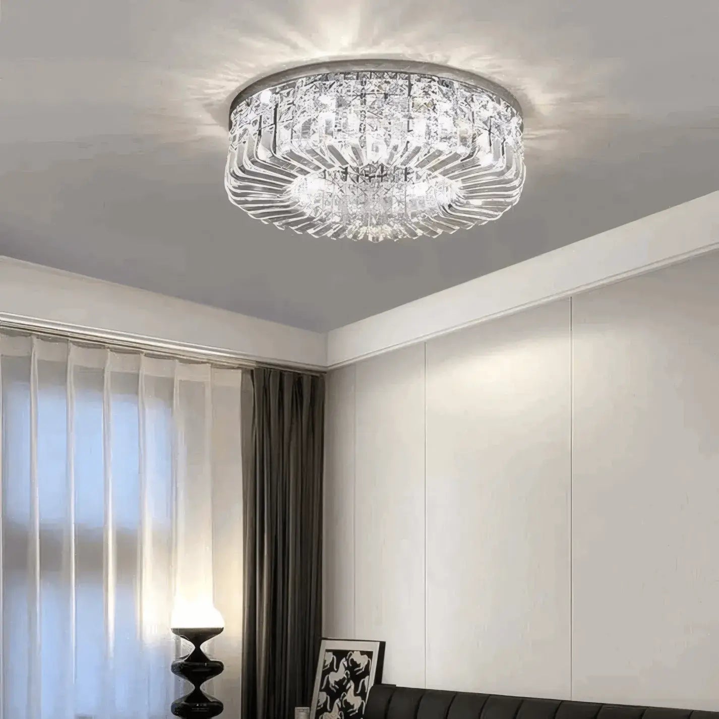 Royal Round LED -katto­valaisin – kromi/kulta viimeistely olohuoneeseen/makuuhuoneeseen - Flindria