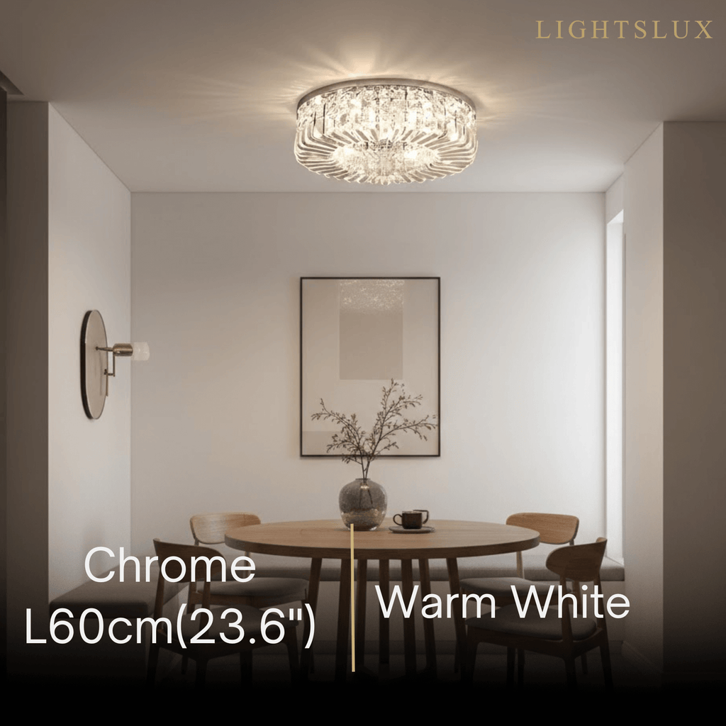 Royal Round LED -katto­valaisin – kromi/kulta viimeistely olohuoneeseen/makuuhuoneeseen - Flindria