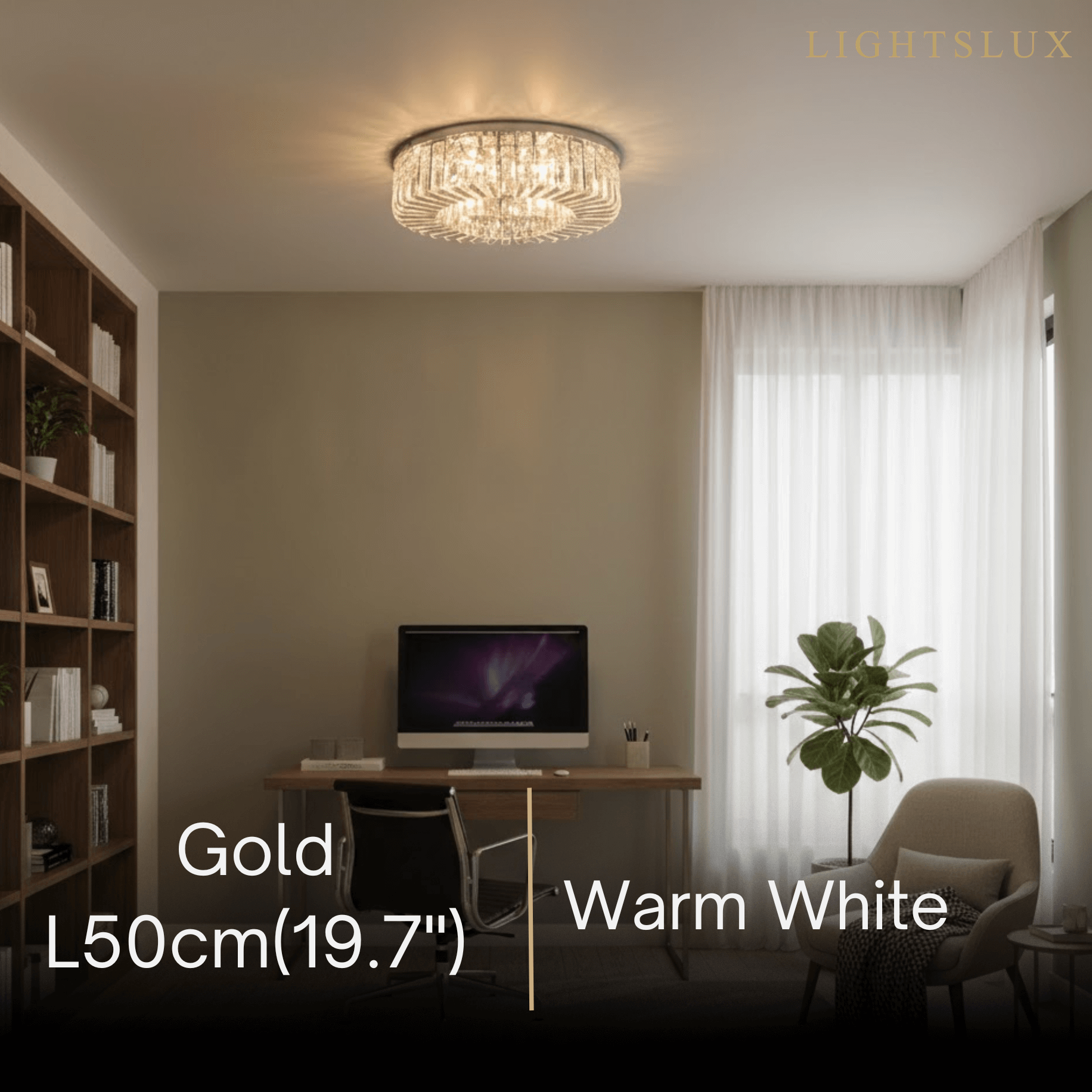 Royal Round LED -katto­valaisin – kromi/kulta viimeistely olohuoneeseen/makuuhuoneeseen - Flindria