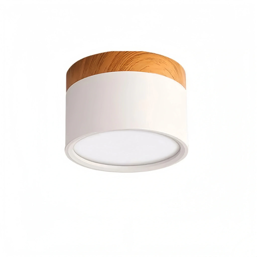 Severské LED stropní svítidlo válec – kov/dřevo do chodby - Flindria