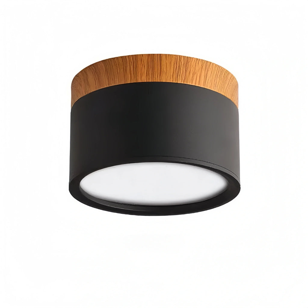 Severské LED stropní svítidlo válec – kov/dřevo do chodby - Flindria