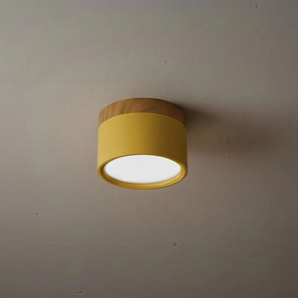 Severské LED stropní svítidlo válec – kov/dřevo do chodby - Flindria