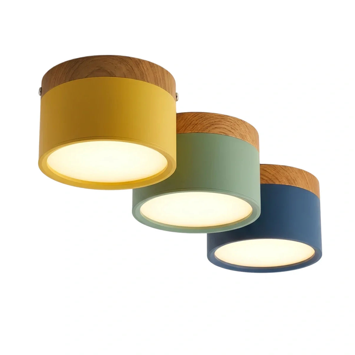 Severské LED stropní svítidlo válec – kov/dřevo do chodby - Flindria