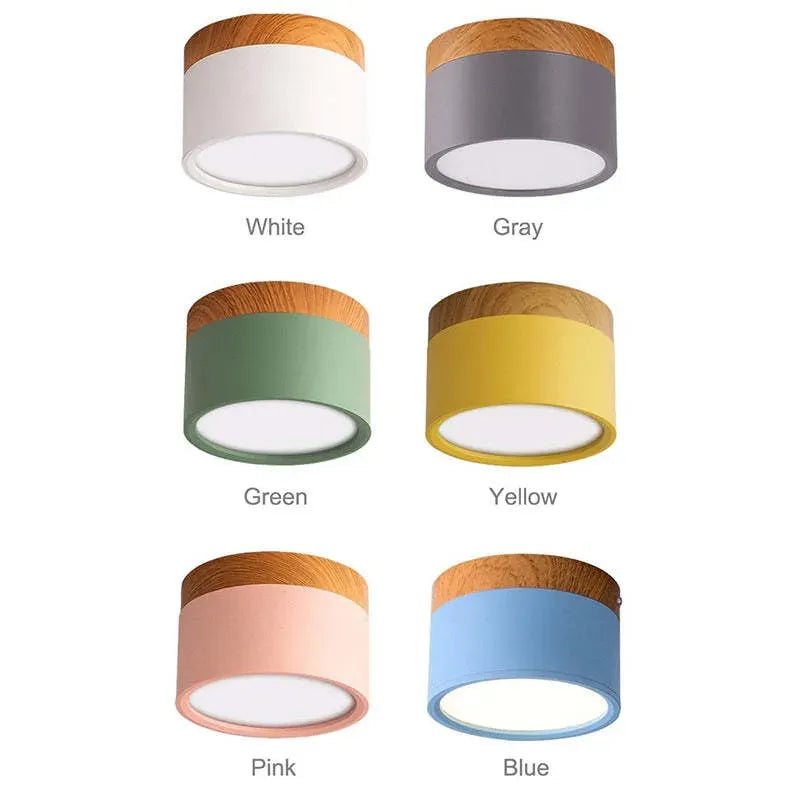 Severské LED stropní svítidlo válec – kov/dřevo do chodby - Flindria
