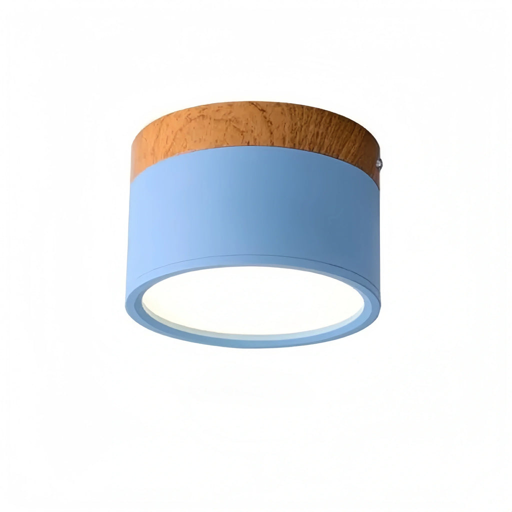 Severské LED stropní svítidlo válec – kov/dřevo do chodby - Flindria