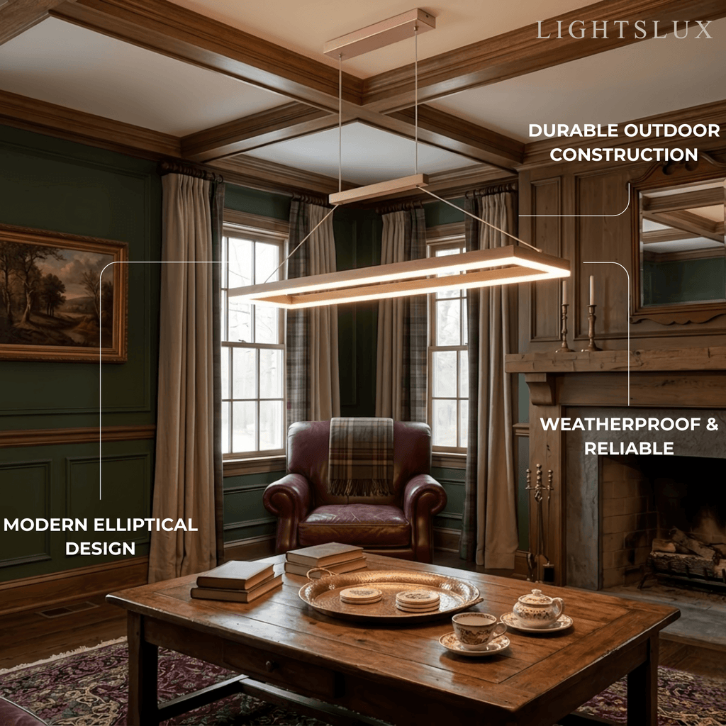 Luxe rechthoekige hanglamp — goud/koffie metaal dimbare LED voor eetkamer - Flindria