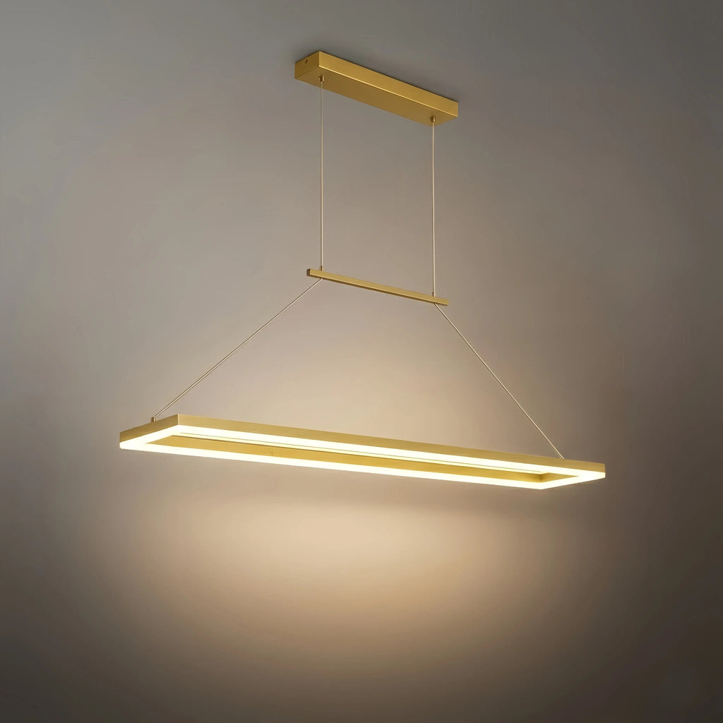Luxe rechthoekige hanglamp — goud/koffie metaal dimbare LED voor eetkamer - Flindria