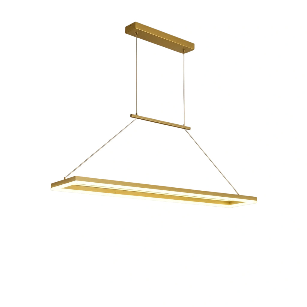 Luxe rechthoekige hanglamp — goud/koffie metaal dimbare LED voor eetkamer - Flindria