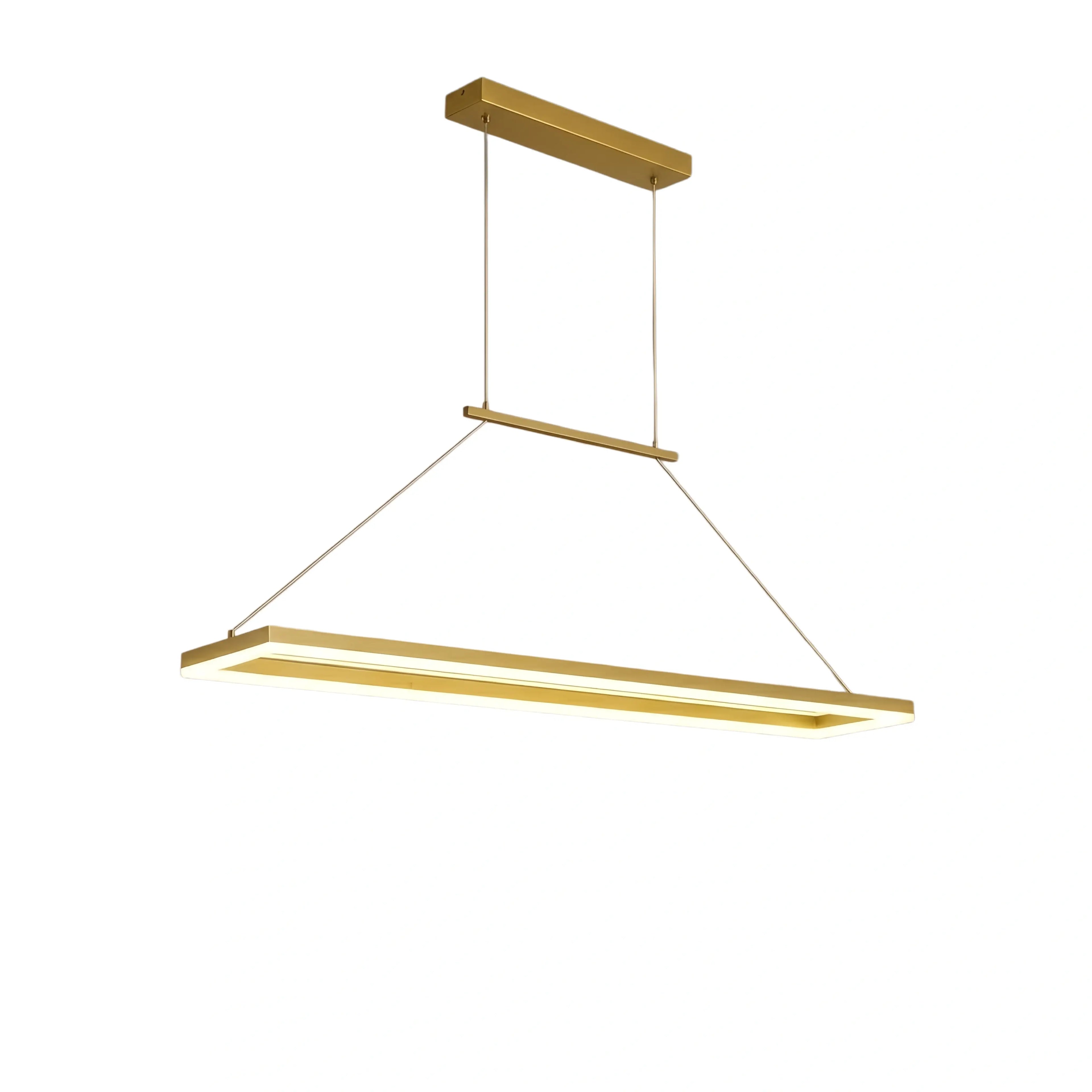Luxe rechthoekige hanglamp — goud/koffie metaal dimbare LED voor eetkamer - Flindria