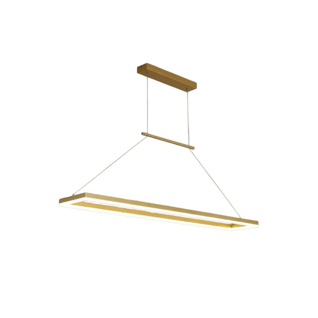 Luxe rechthoekige hanglamp — goud/koffie metaal dimbare LED voor eetkamer - Flindria