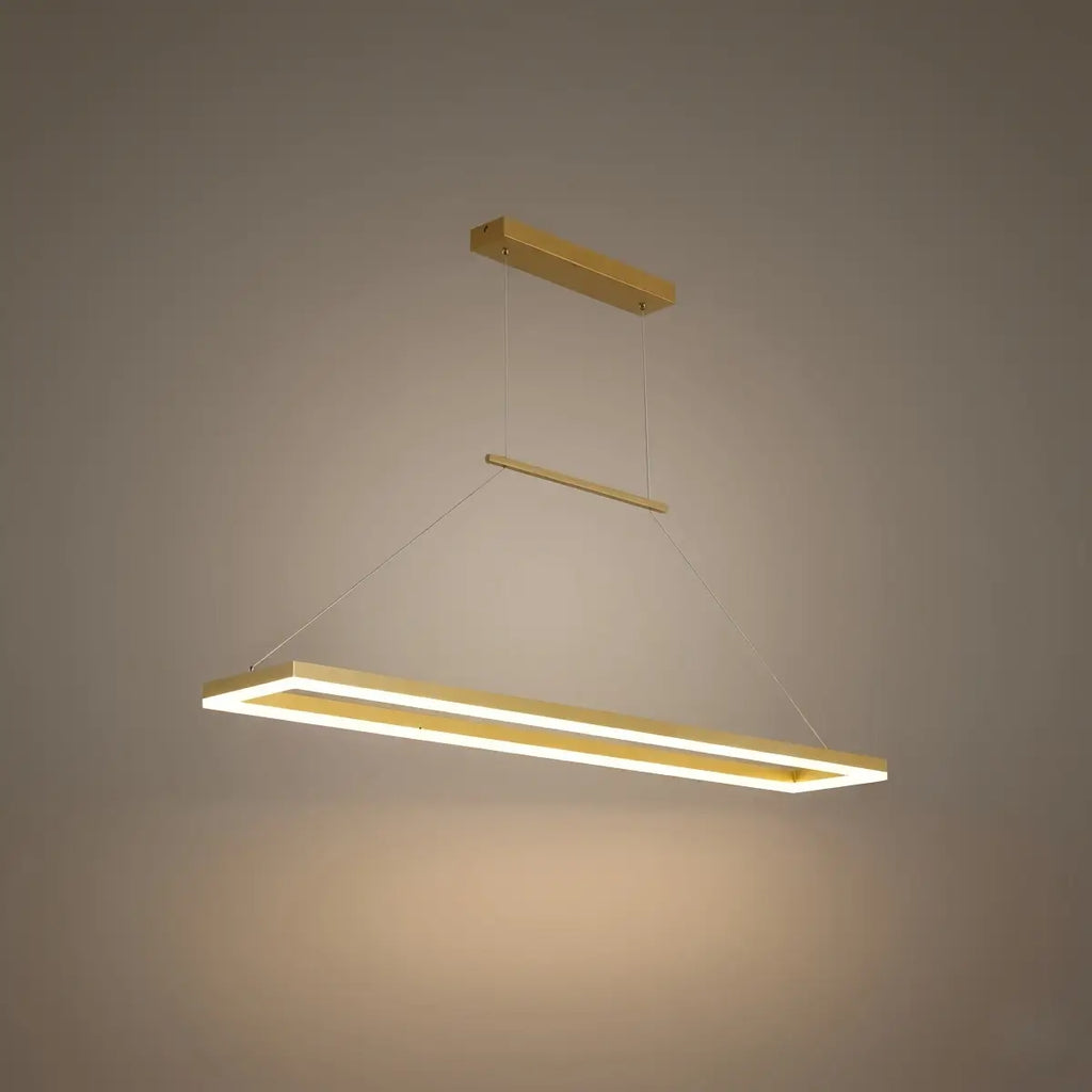 Luxe rechthoekige hanglamp — goud/koffie metaal dimbare LED voor eetkamer - Flindria